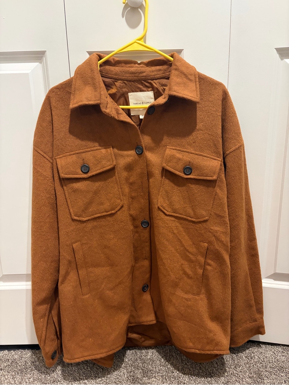 Thread & Supply Rust Brown Utility Shacket with Chest Pockets